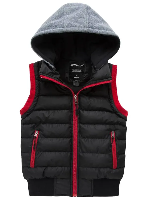 Boys Hooded Puffer Fleece Vest Warm Jacket