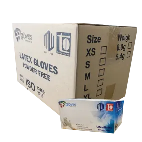 BP Latex Gloves, Powder-Free, size L, CASE (Pk: 100 pcs/box, 10 boxes/case)