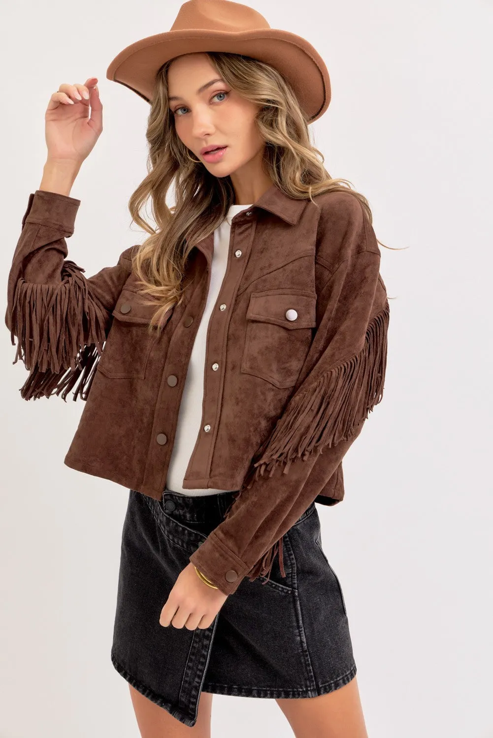 Brown Western Suede Shacket