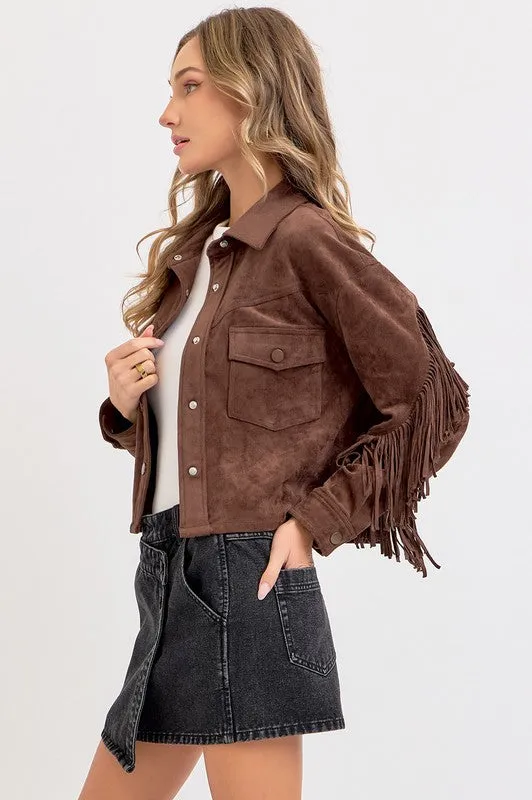 Brown Western Suede Shacket