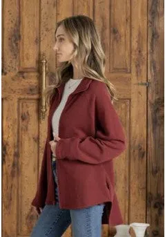 Burgundy Zip Up Shacket - #8400-9405