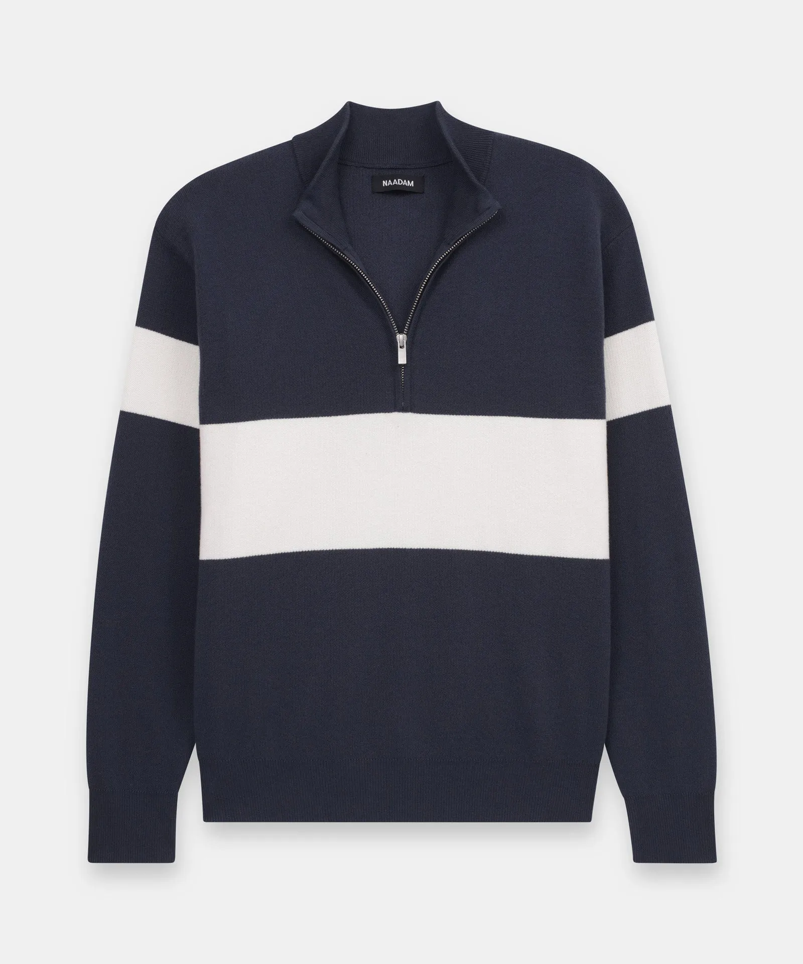 Café Cotton Cashmere Striped  Quarter Zip