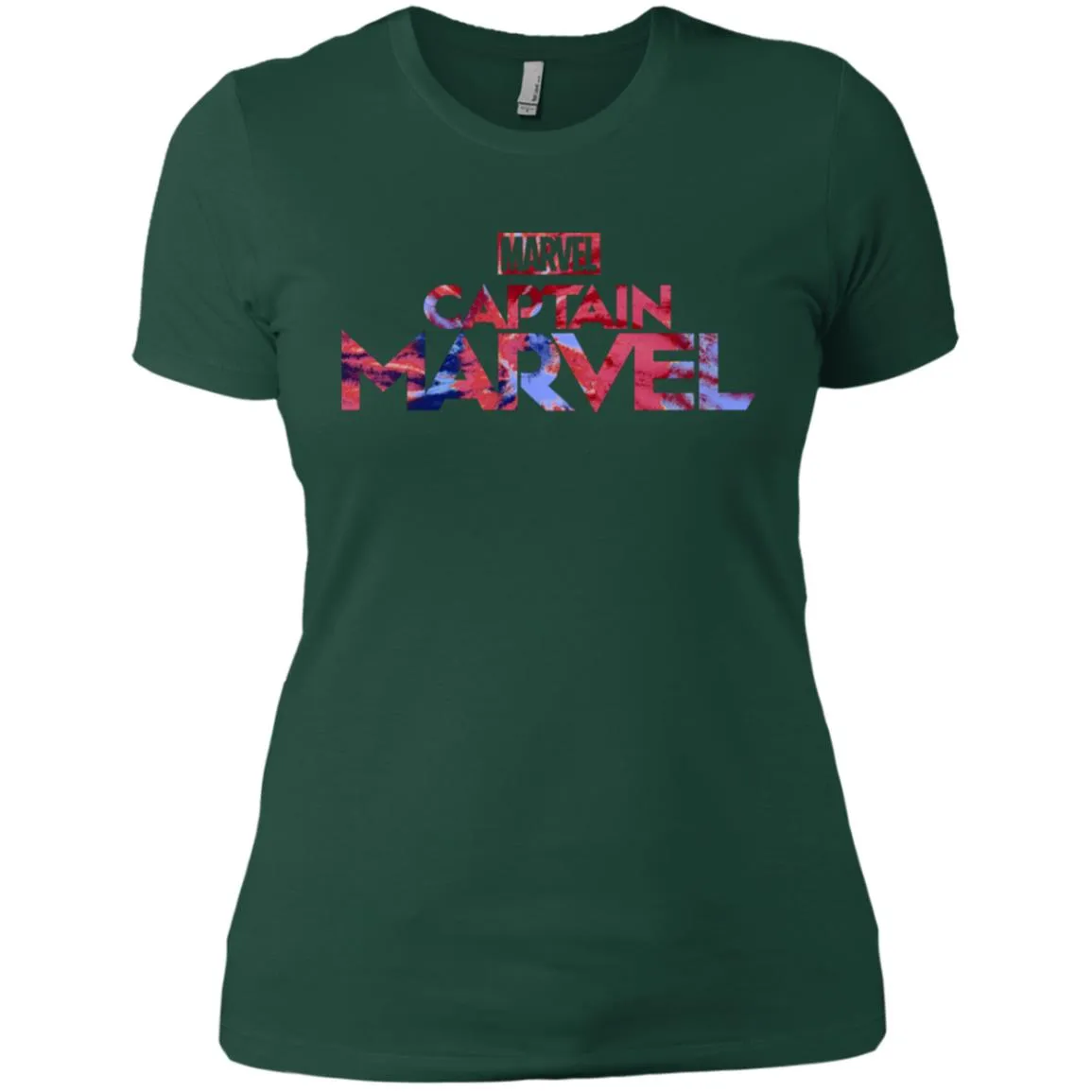 Captain Marvel Bold Tie Dye Movie Logo Women Cotton T-Shirt