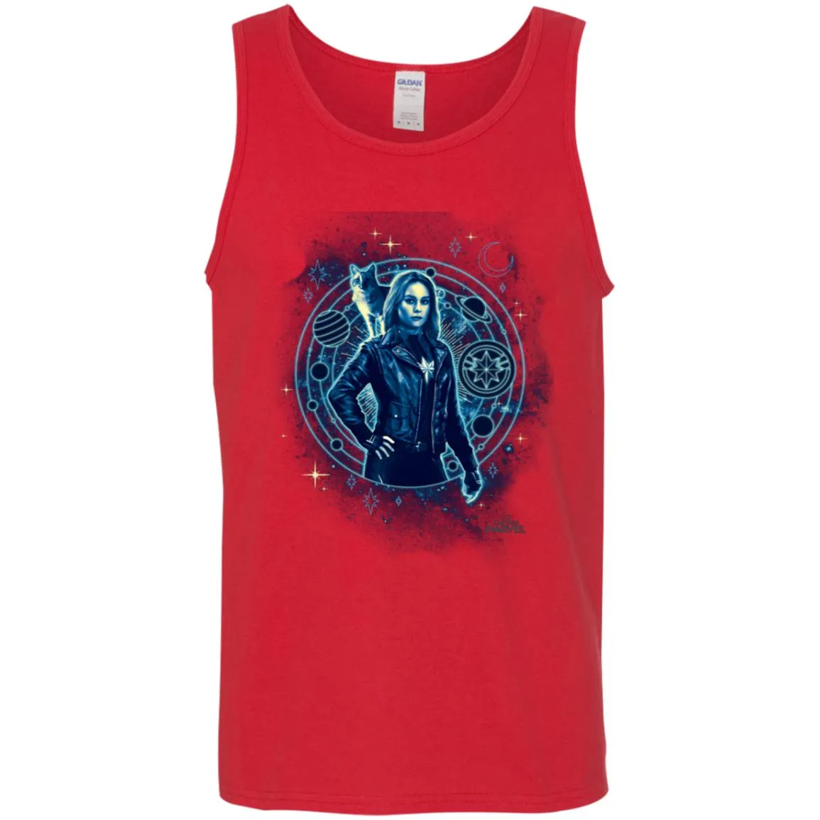 Captain Marvel Goose Geometric Circle Space Men Cotton Tank