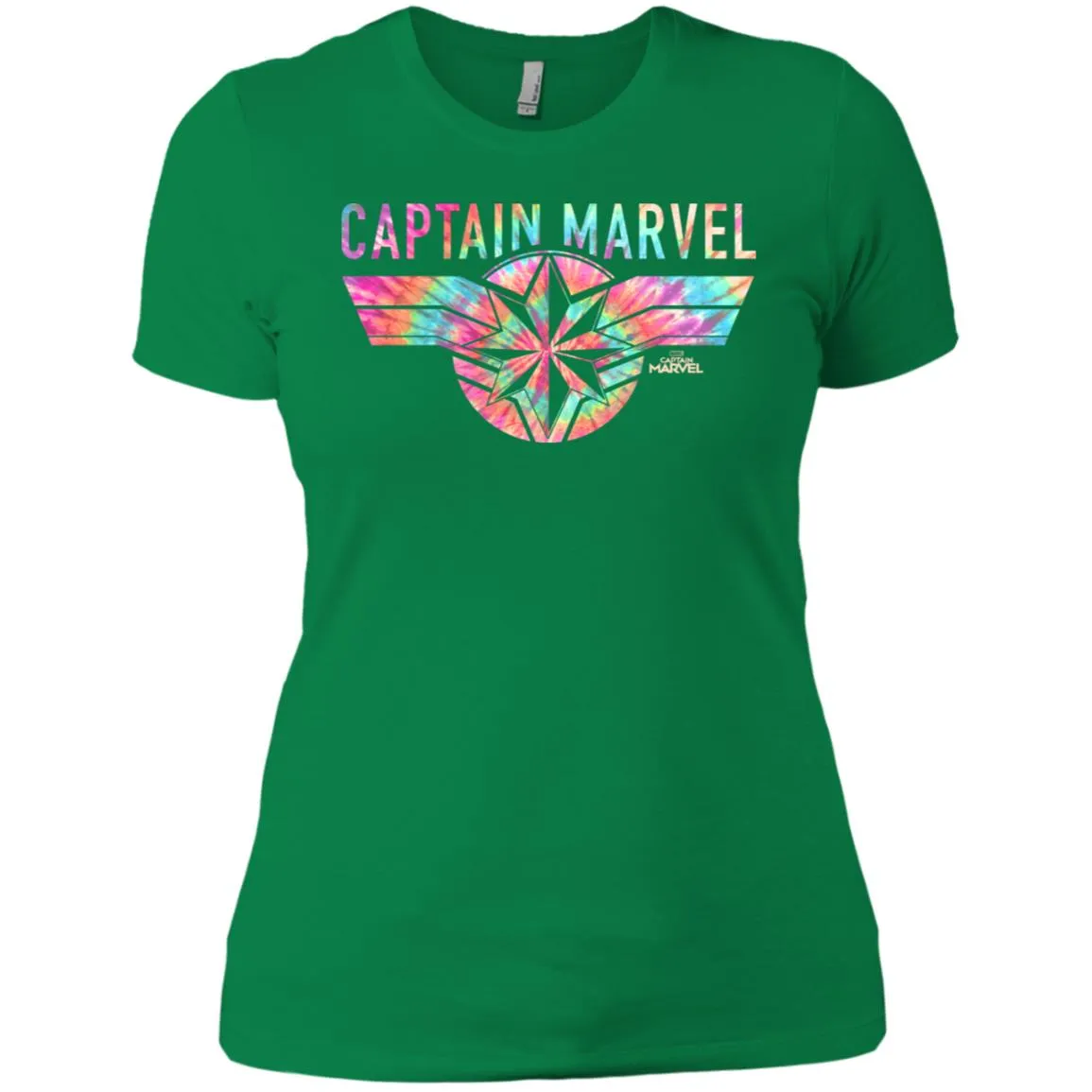 Captain Marvel Logo Banner Tie Dye Colors Women Cotton T-Shirt