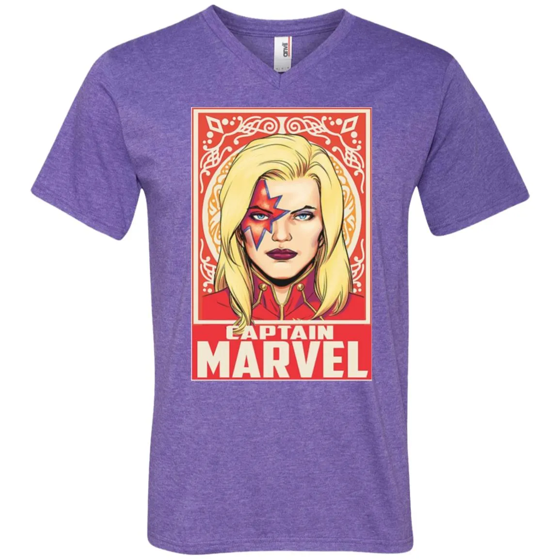 Captain Marvel Ornament Men V-Neck T-Shirt