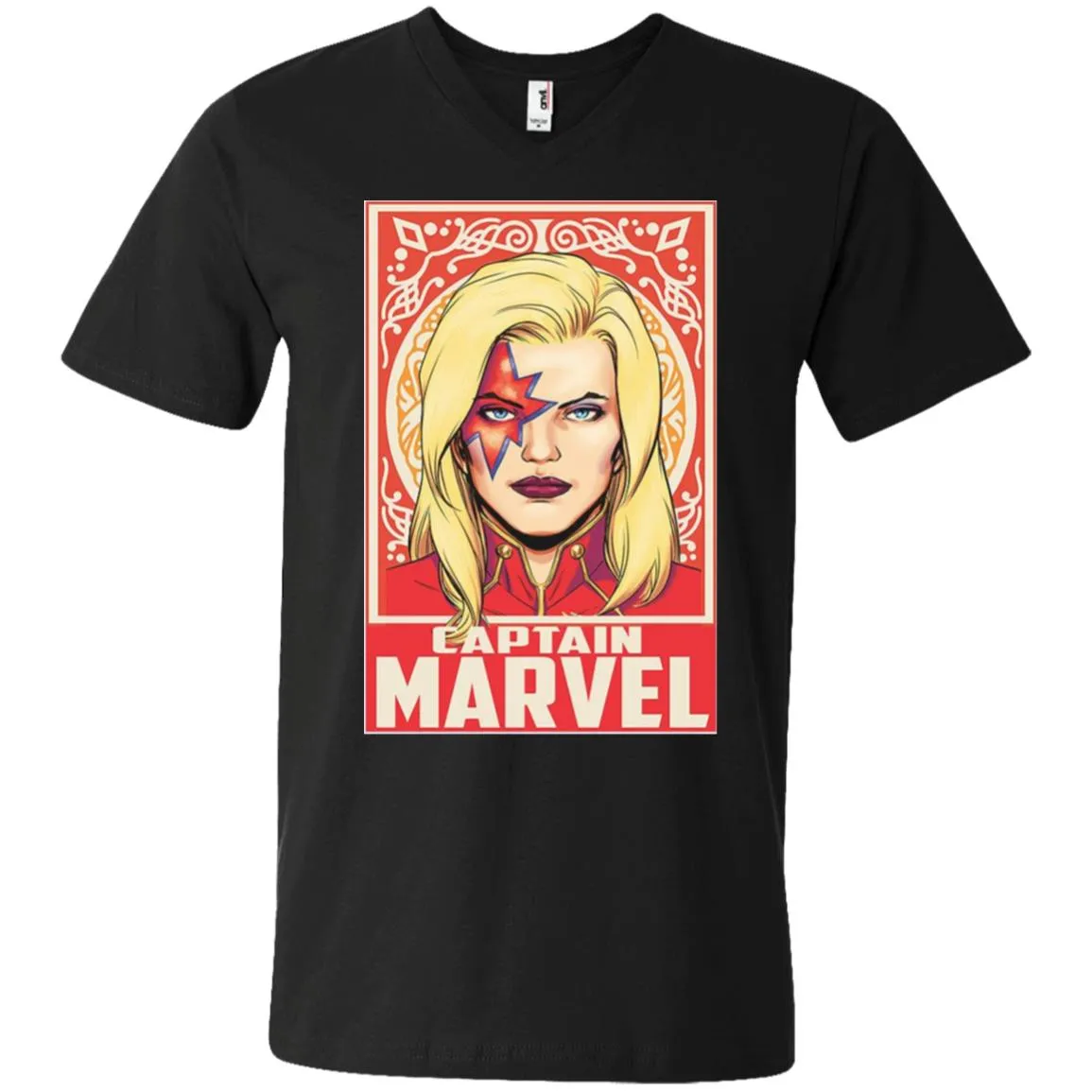 Captain Marvel Ornament Men V-Neck T-Shirt