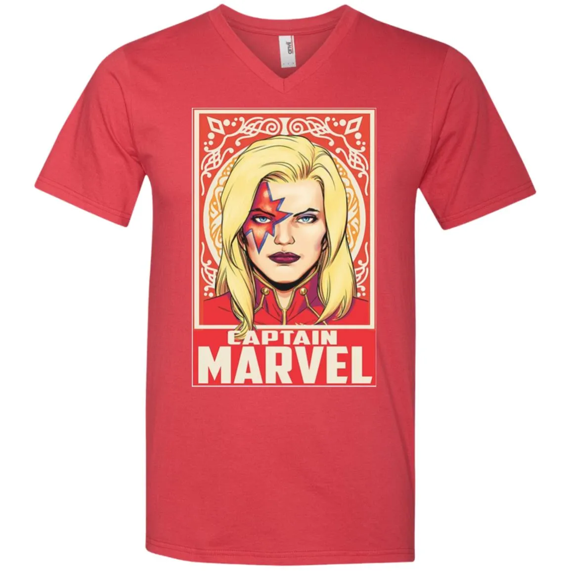 Captain Marvel Ornament Men V-Neck T-Shirt