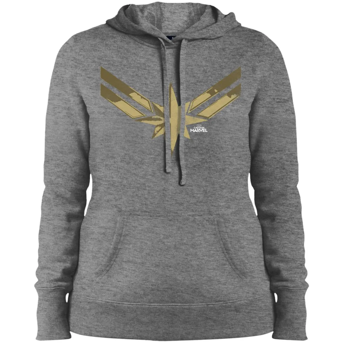 Captain Marvel Simple Gold Shadowed Logo Women Hooded Sweatshirt