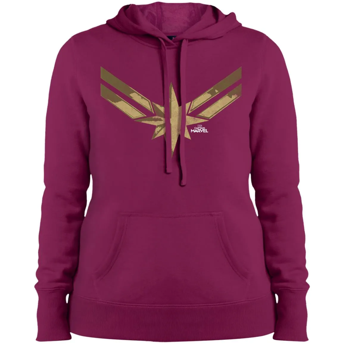 Captain Marvel Simple Gold Shadowed Logo Women Hooded Sweatshirt