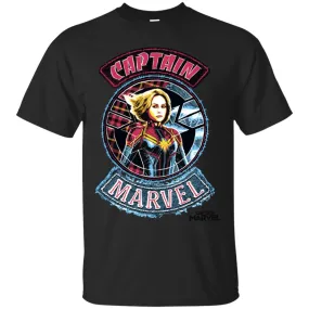 Captain Marvel Stitched Patched Portrait Men Cotton T-Shirt