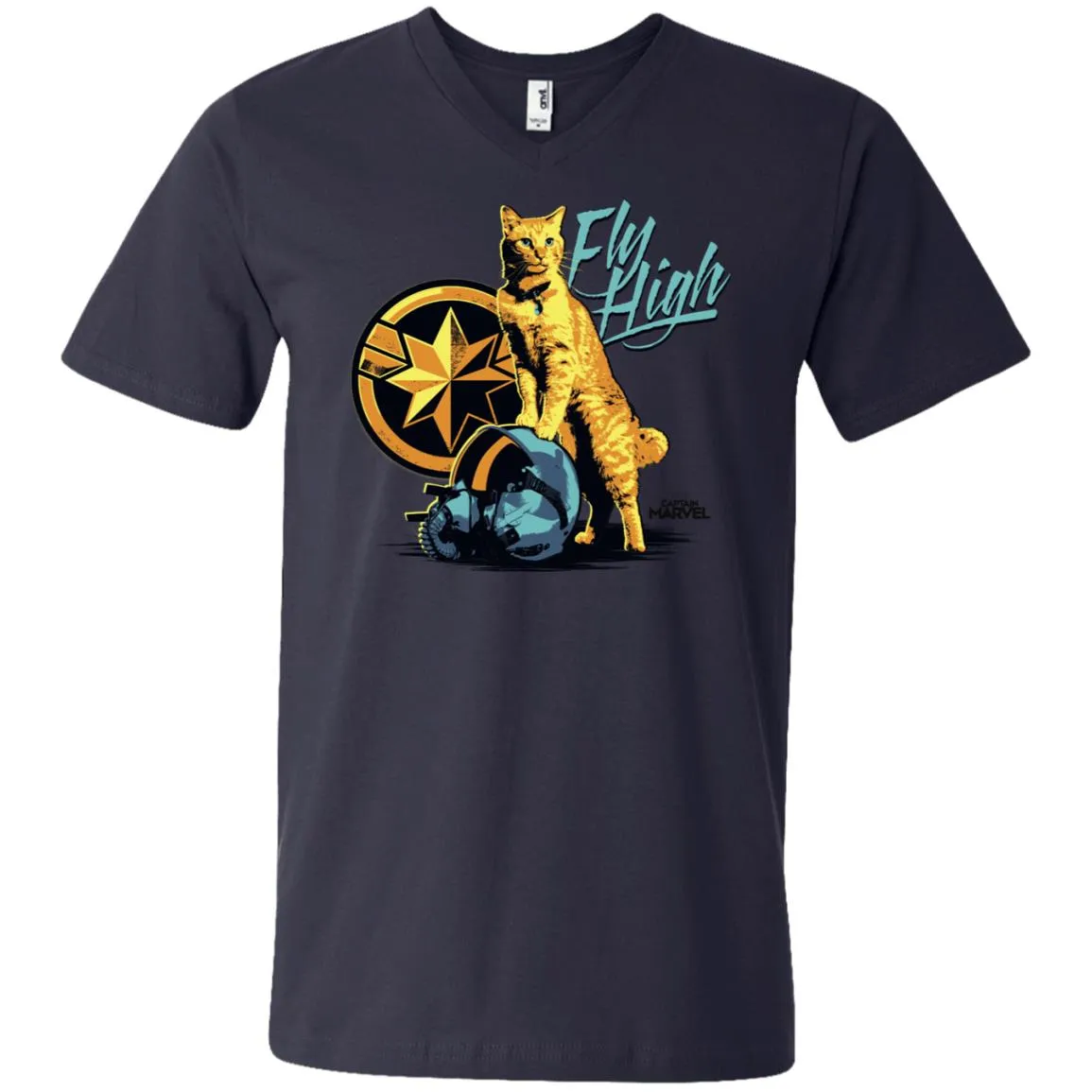 Captain Marvel Symbol Goose Fly High Men V-Neck T-Shirt