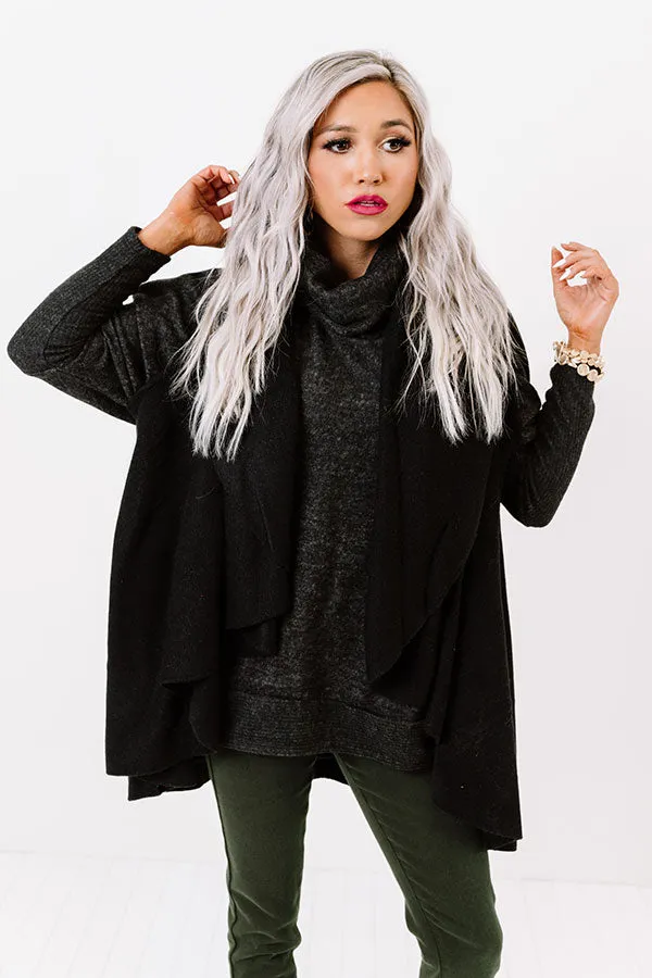 Chic In The Moment Poncho In Black