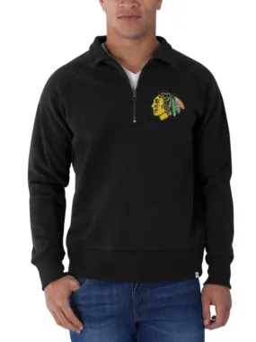 Chicago Blackhawks 47 Brand Jet Black 1/4 Zip Cross-Check Pullover Jacket