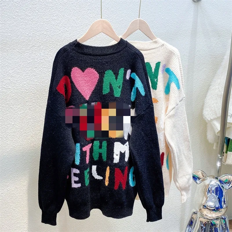 Colorful Letters Thick Knitted Pullover Sweaters