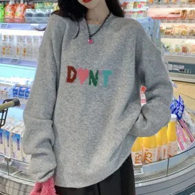 Colorful Letters Thick Knitted Pullover Sweaters