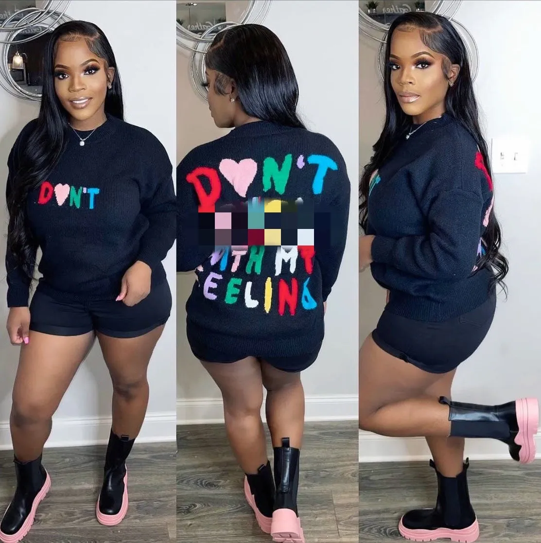 Colorful Letters Thick Knitted Pullover Sweaters