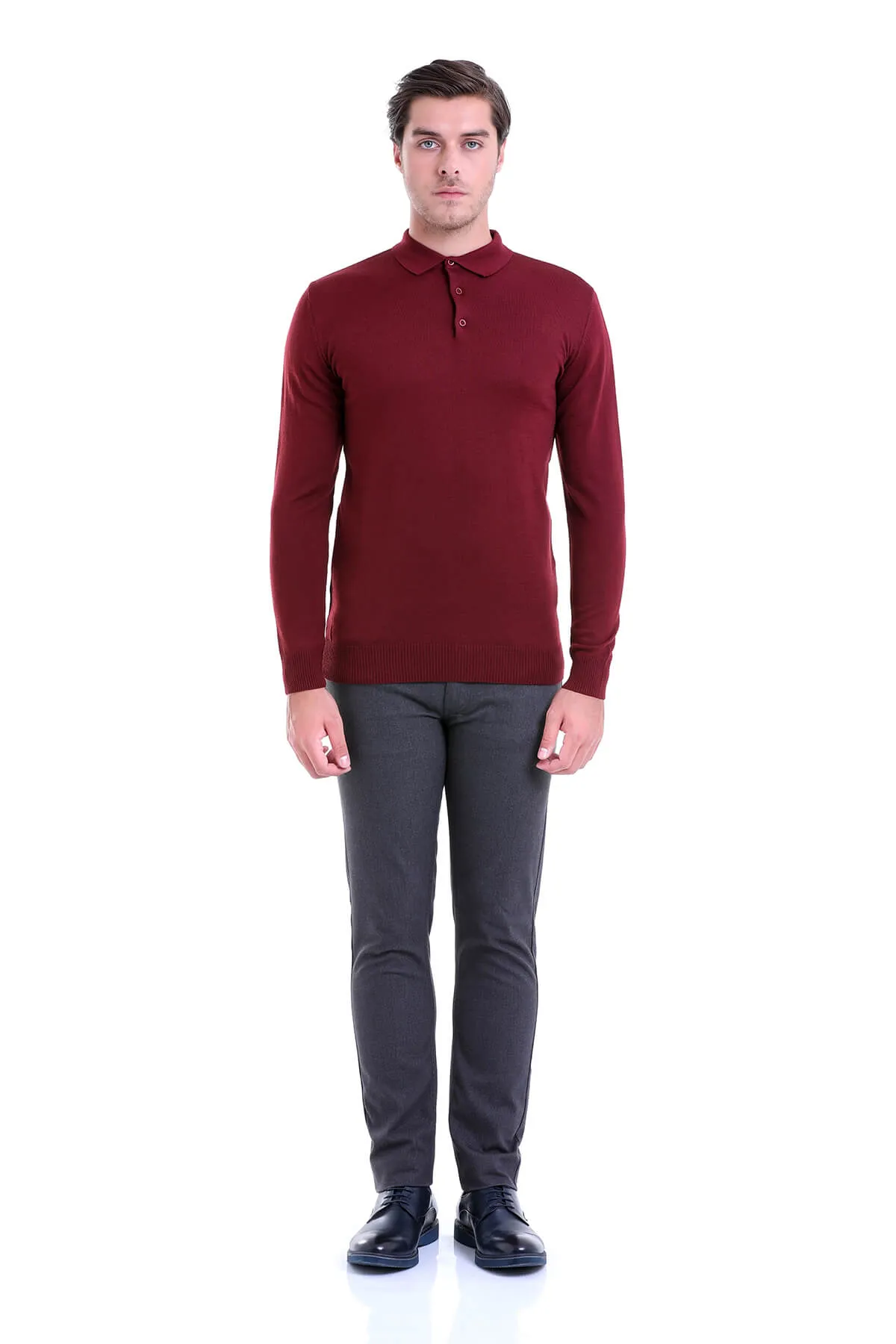 Comfort Fit Wool Blend Brick Polo Sweater