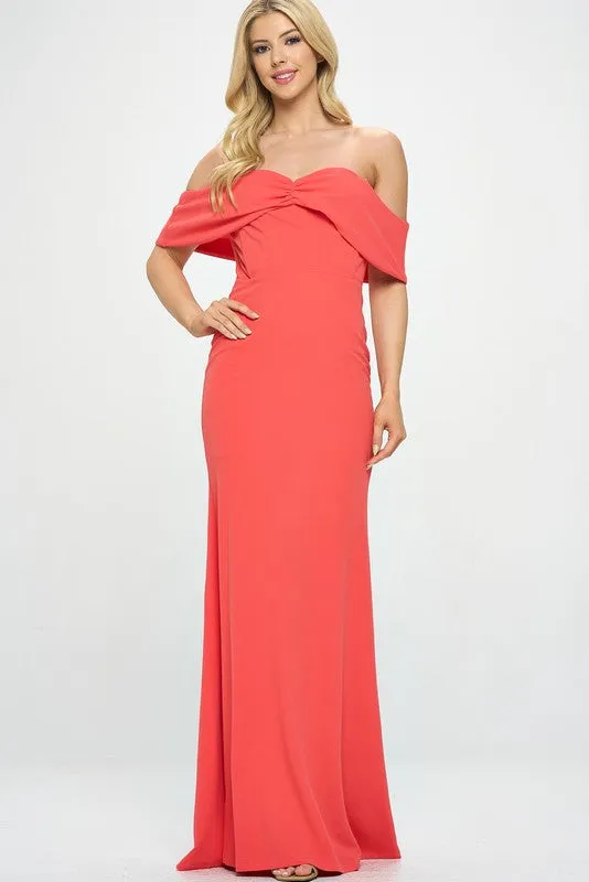 Coral Ynez Off-The-Shoulder Mermaid Prom Maxi Dress