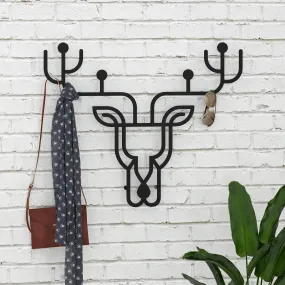 Deer Theme Modern Metal Wall Hanger with Hooks Wall Mounted