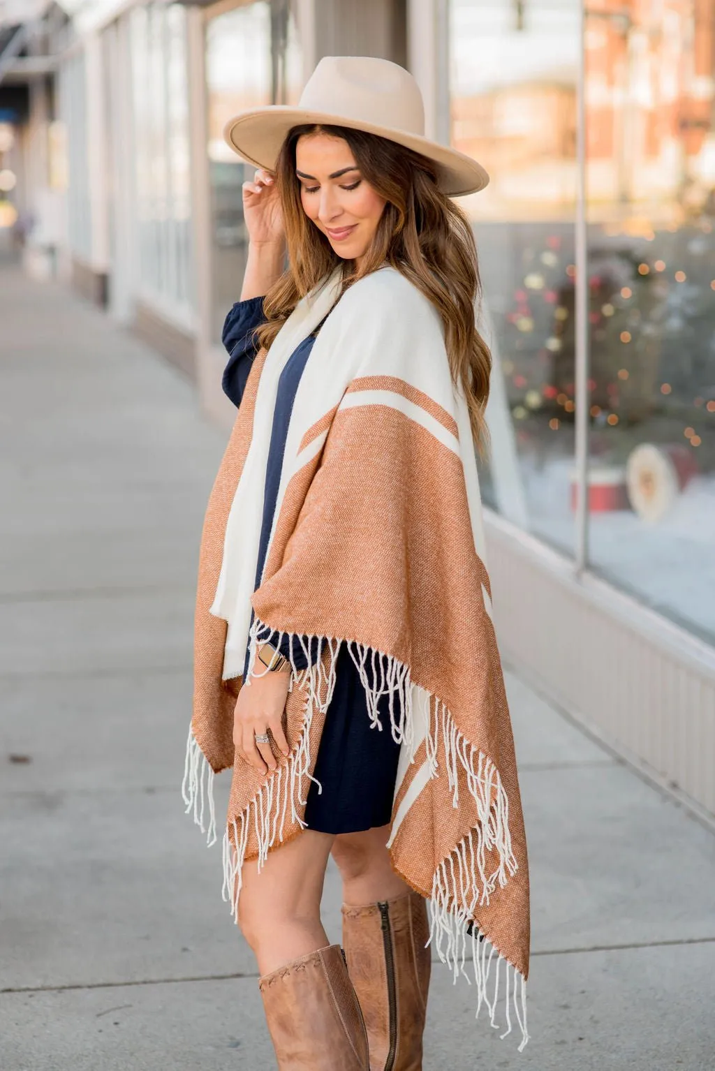 Dual Color Fringe Poncho