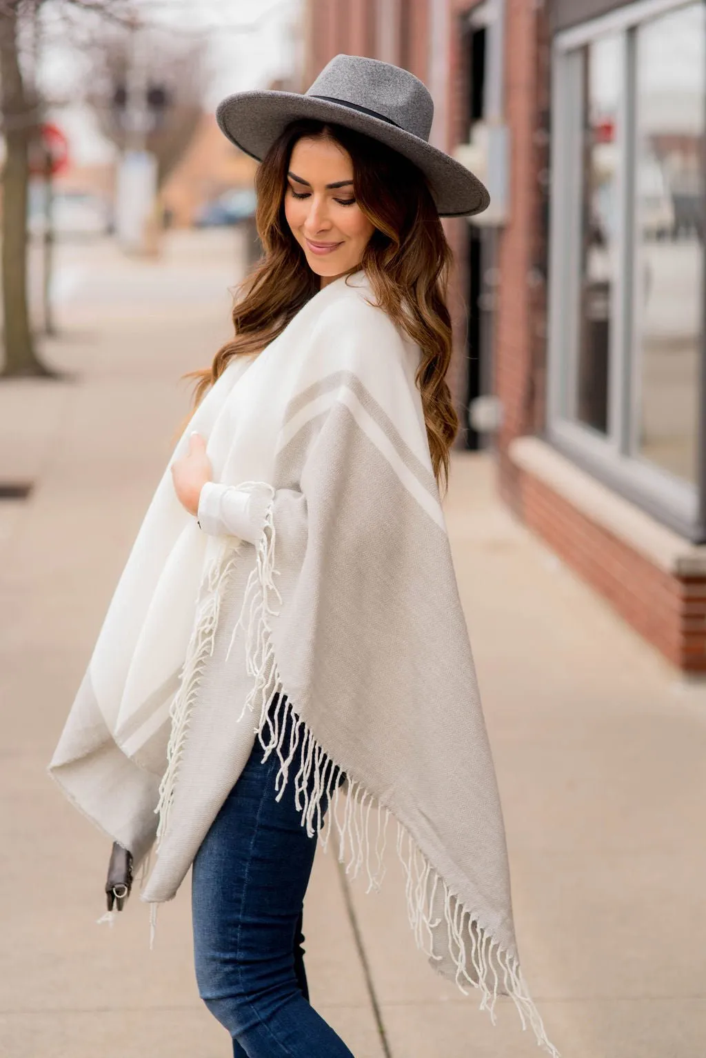 Dual Color Fringe Poncho