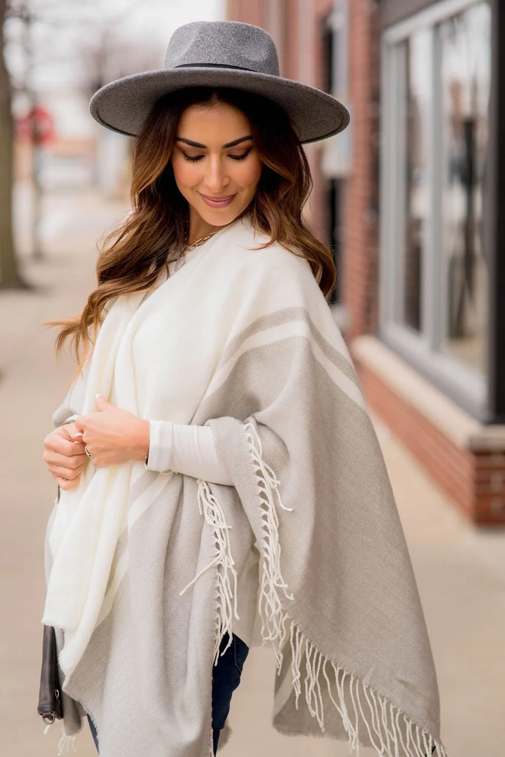 Dual Color Fringe Poncho