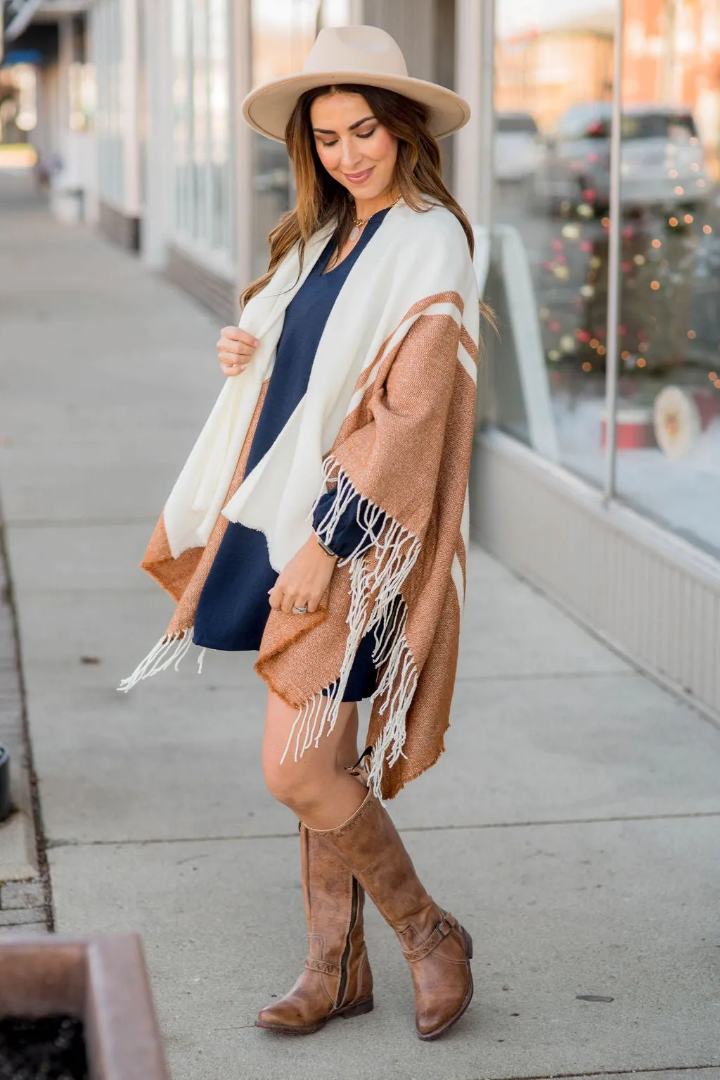 Dual Color Fringe Poncho