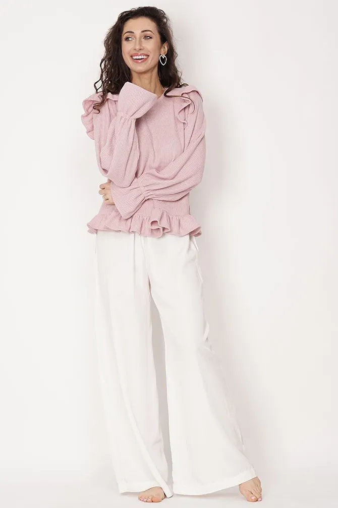 Edith Ruffle Sweater Light Pink