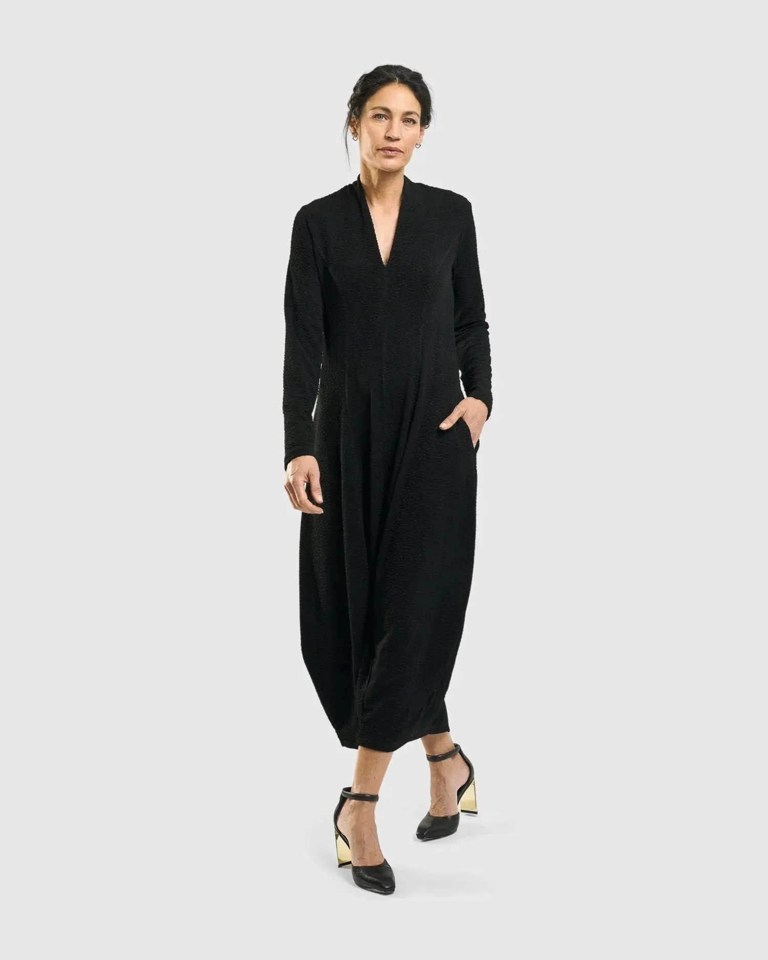 Elvira Cocoon Dress, Black