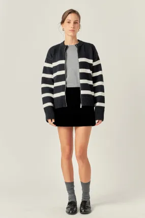 English Factory - Zip Up Striped Sweater