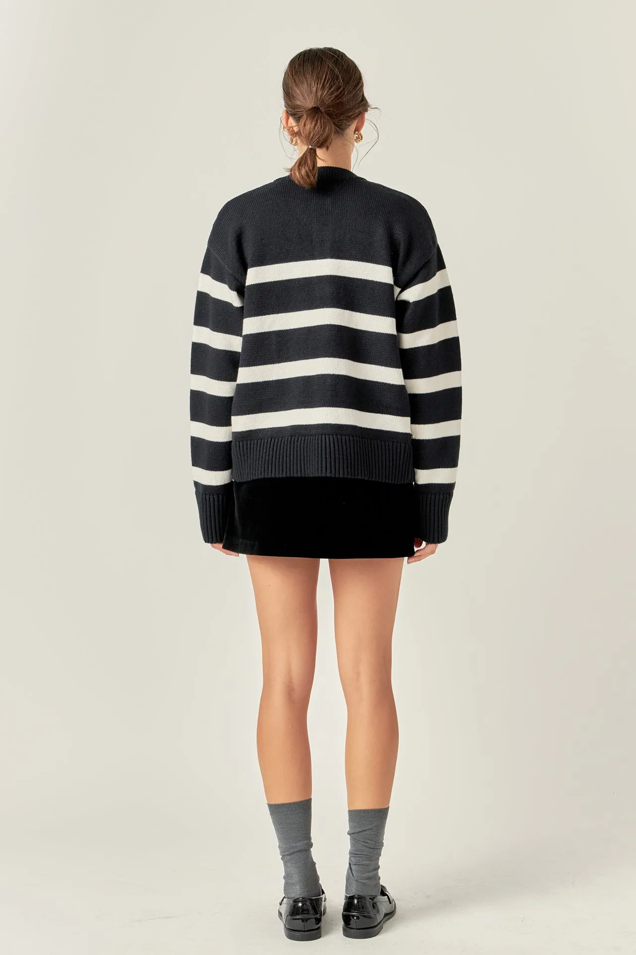 English Factory - Zip Up Striped Sweater