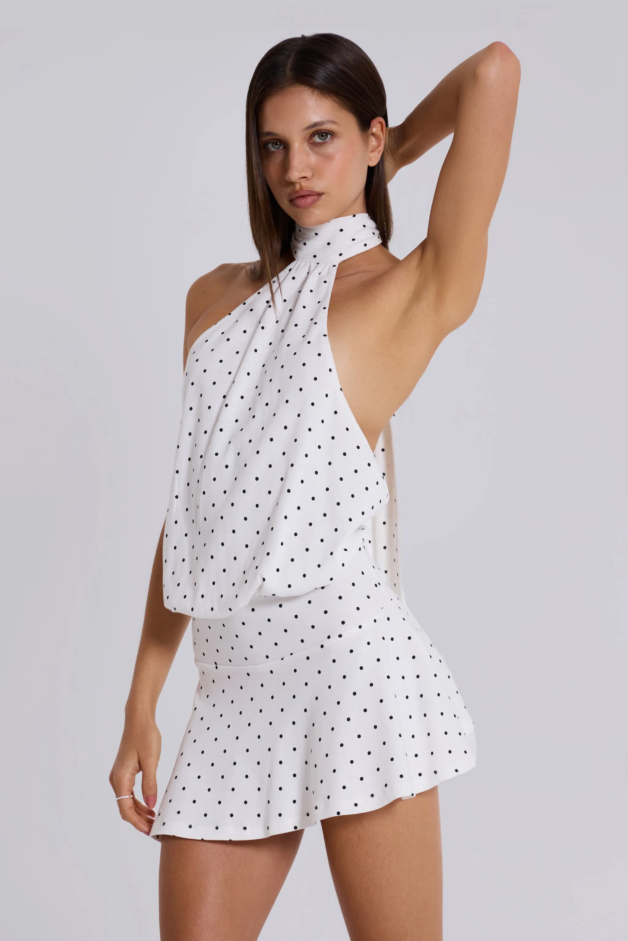 Enya Backless Mini Dress in Polkadot