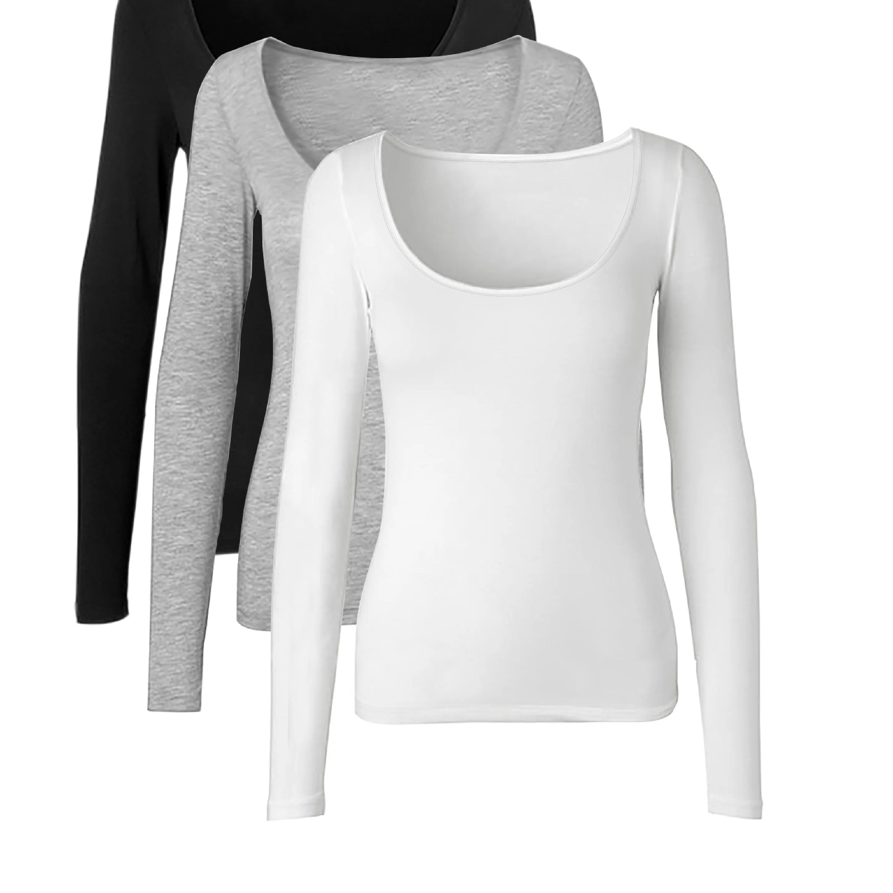 Essential 3Pack Crew Neck Long Sleeve TShirts for Women