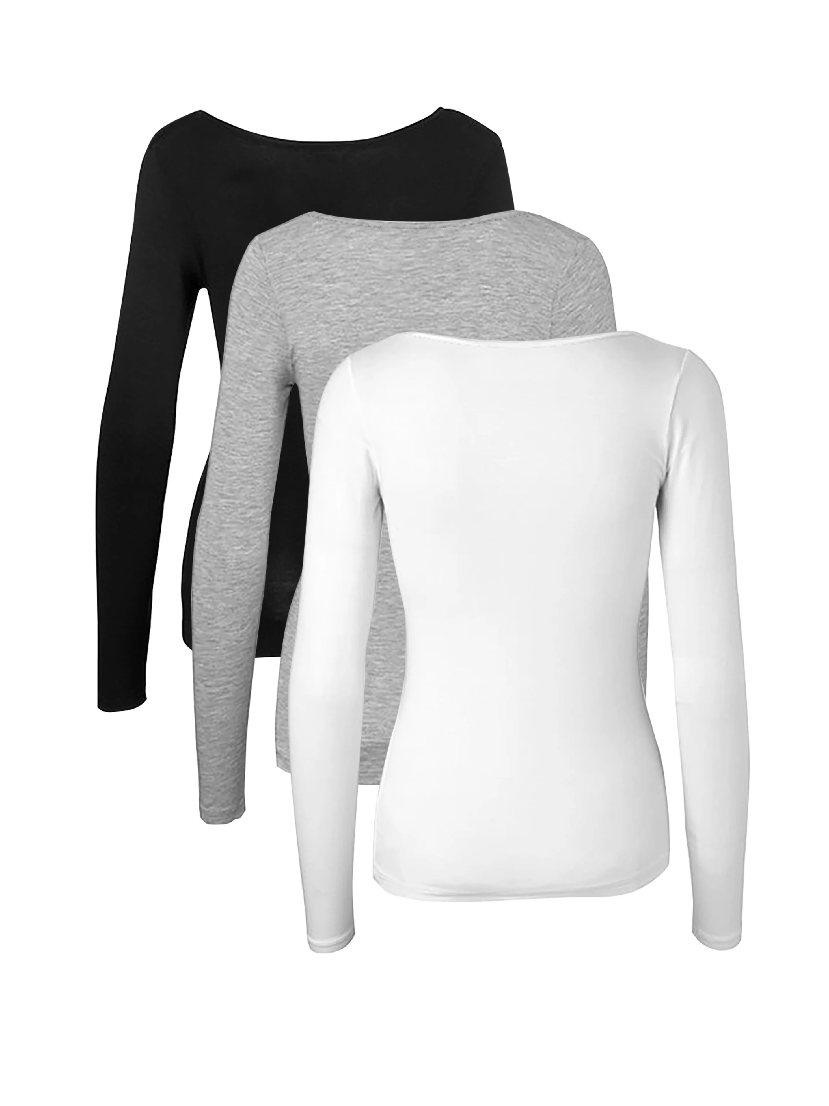 Essential 3Pack Crew Neck Long Sleeve TShirts for Women