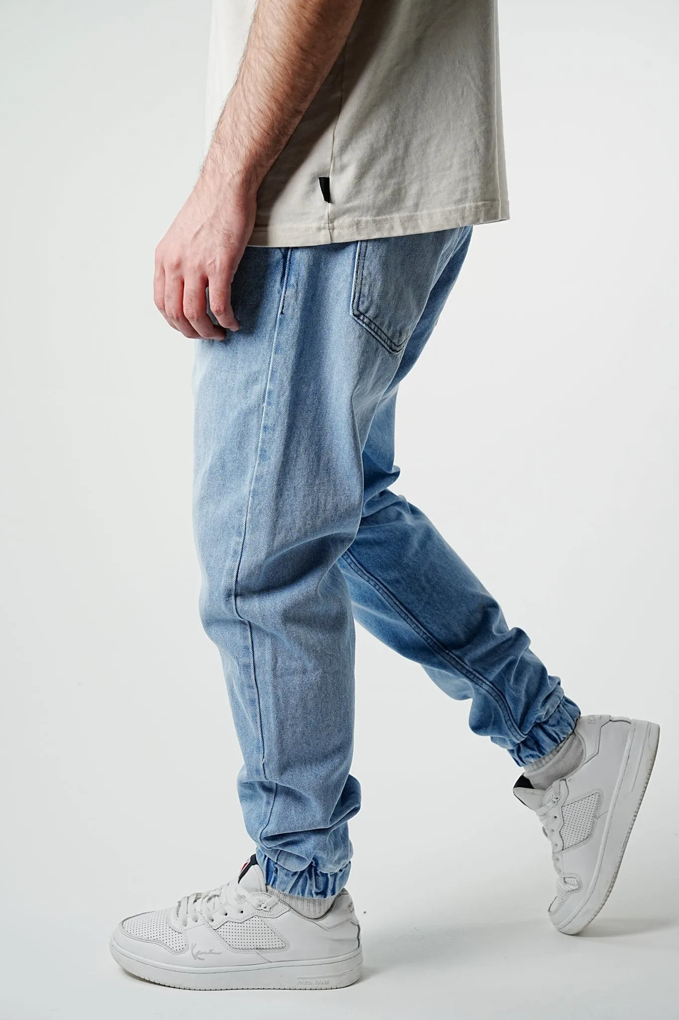 Essential Elasticated Denim Jogger Pants - Blue