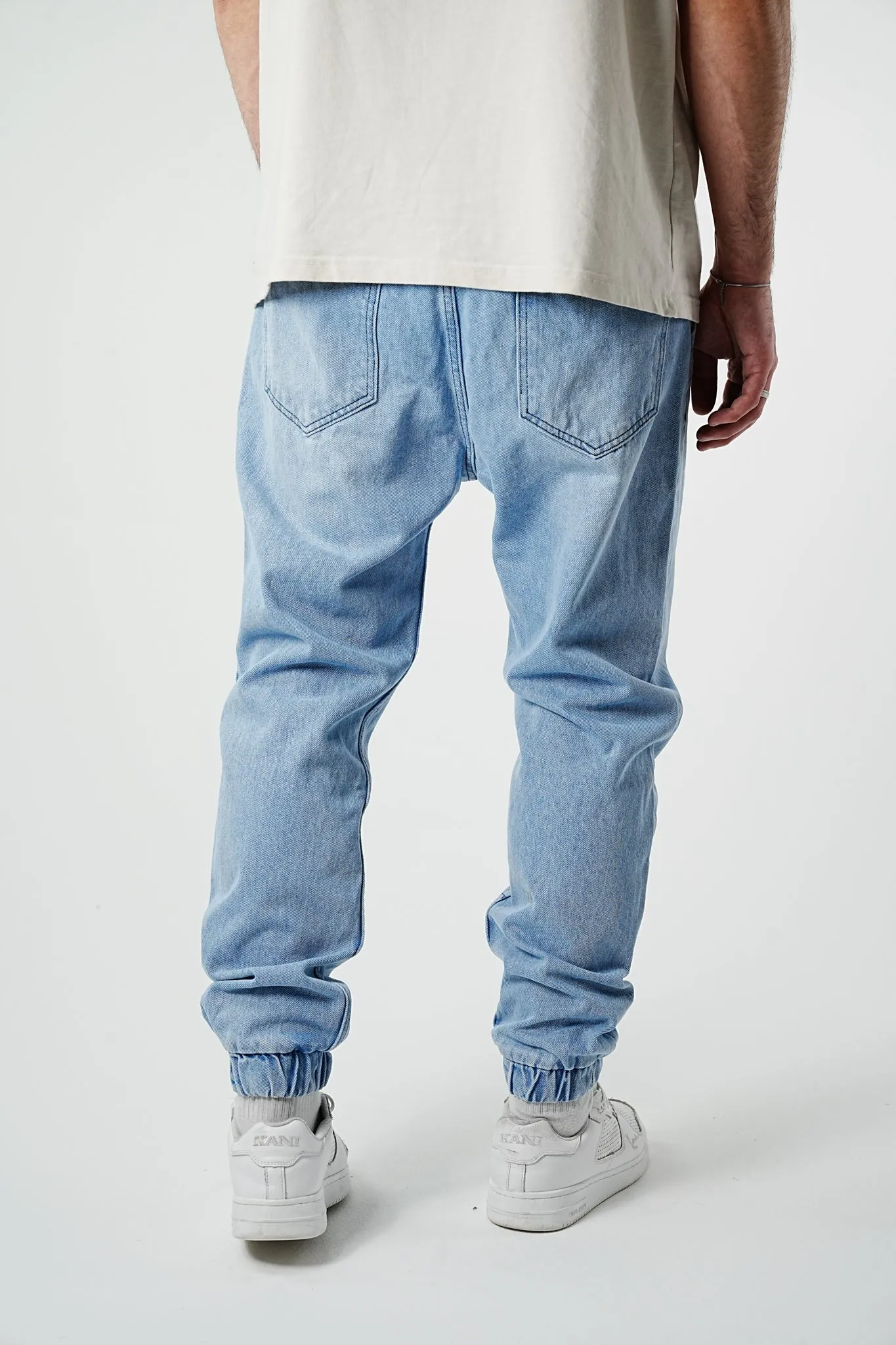 Essential Elasticated Denim Jogger Pants - Blue