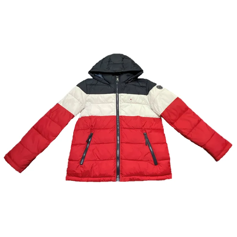 ESSENTIALS HOODED PUFFER JACKET RED