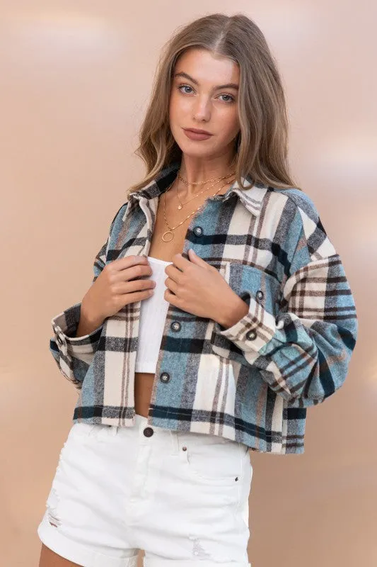 Evermore Plaid Cropped Shacket