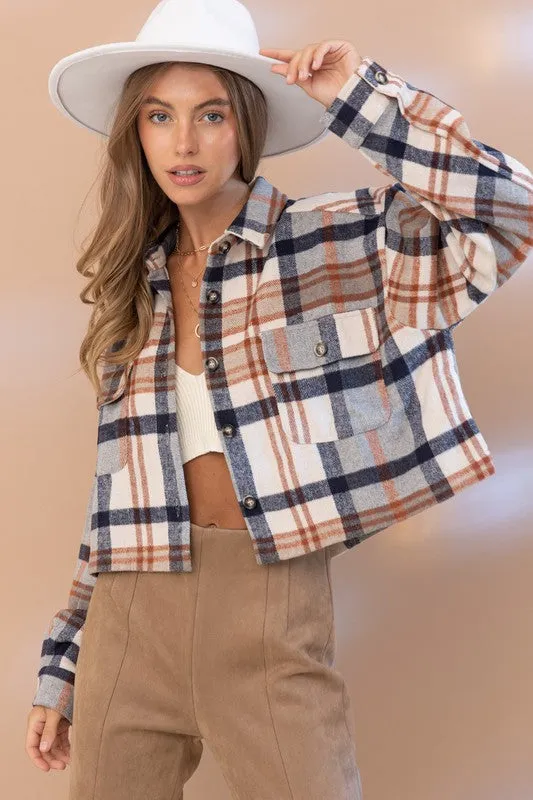 Evermore Plaid Cropped Shacket