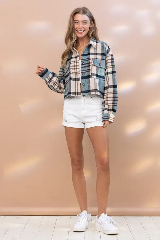 Evermore Plaid Cropped Shacket