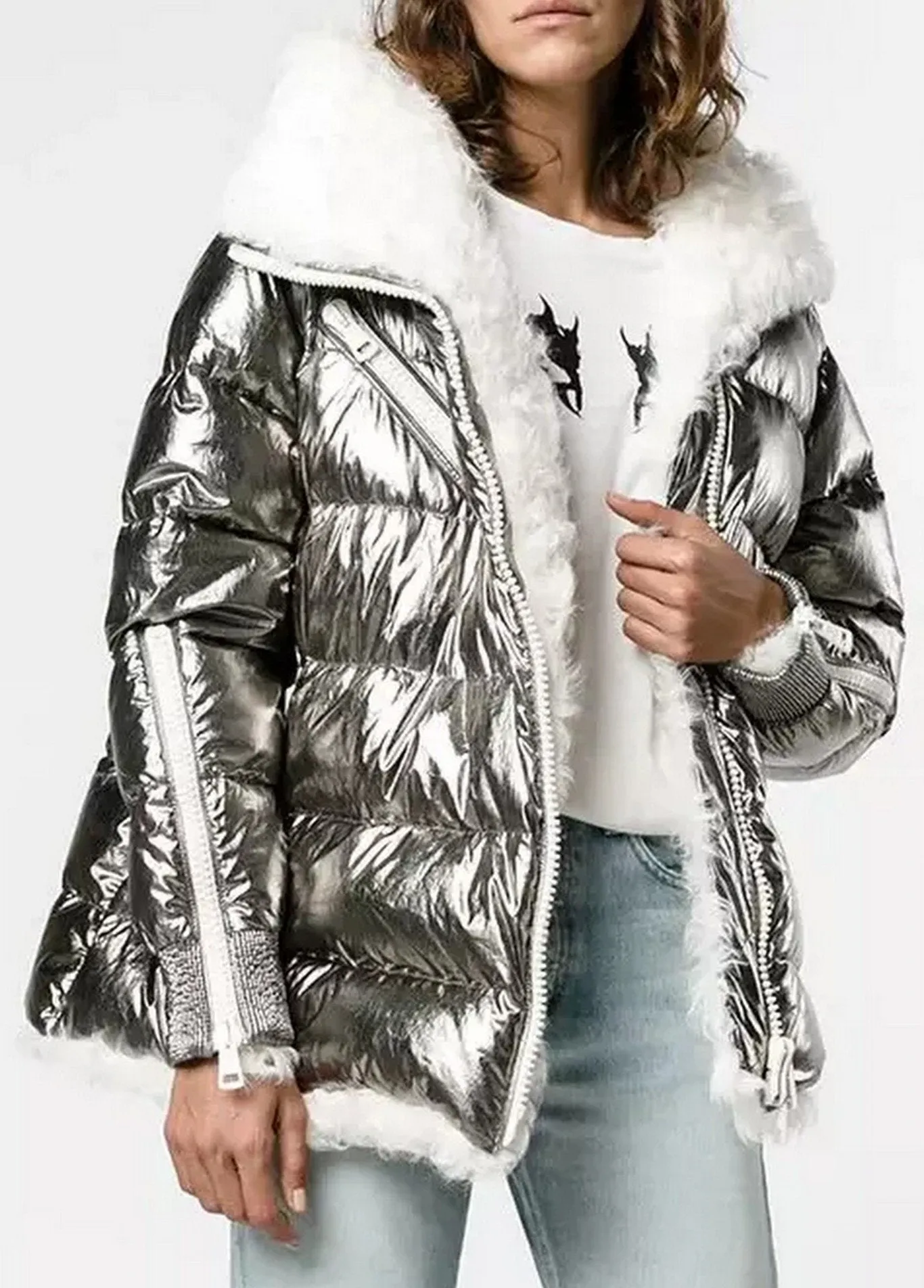 Faux Fur Shearling Puffer Jacket