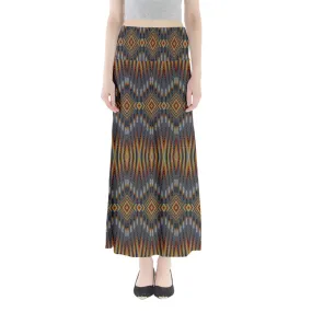 Fire Feather Grey Full Length Maxi Skirt