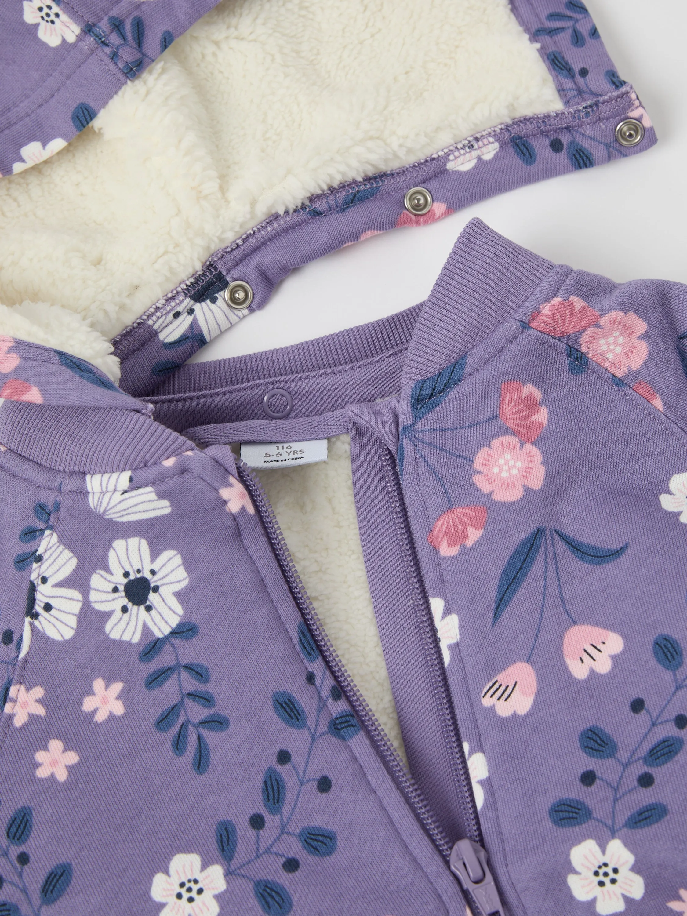 Fleece Lined Floral Kids Hoodie