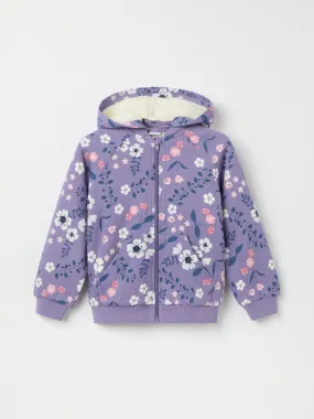 Fleece Lined Floral Kids Hoodie