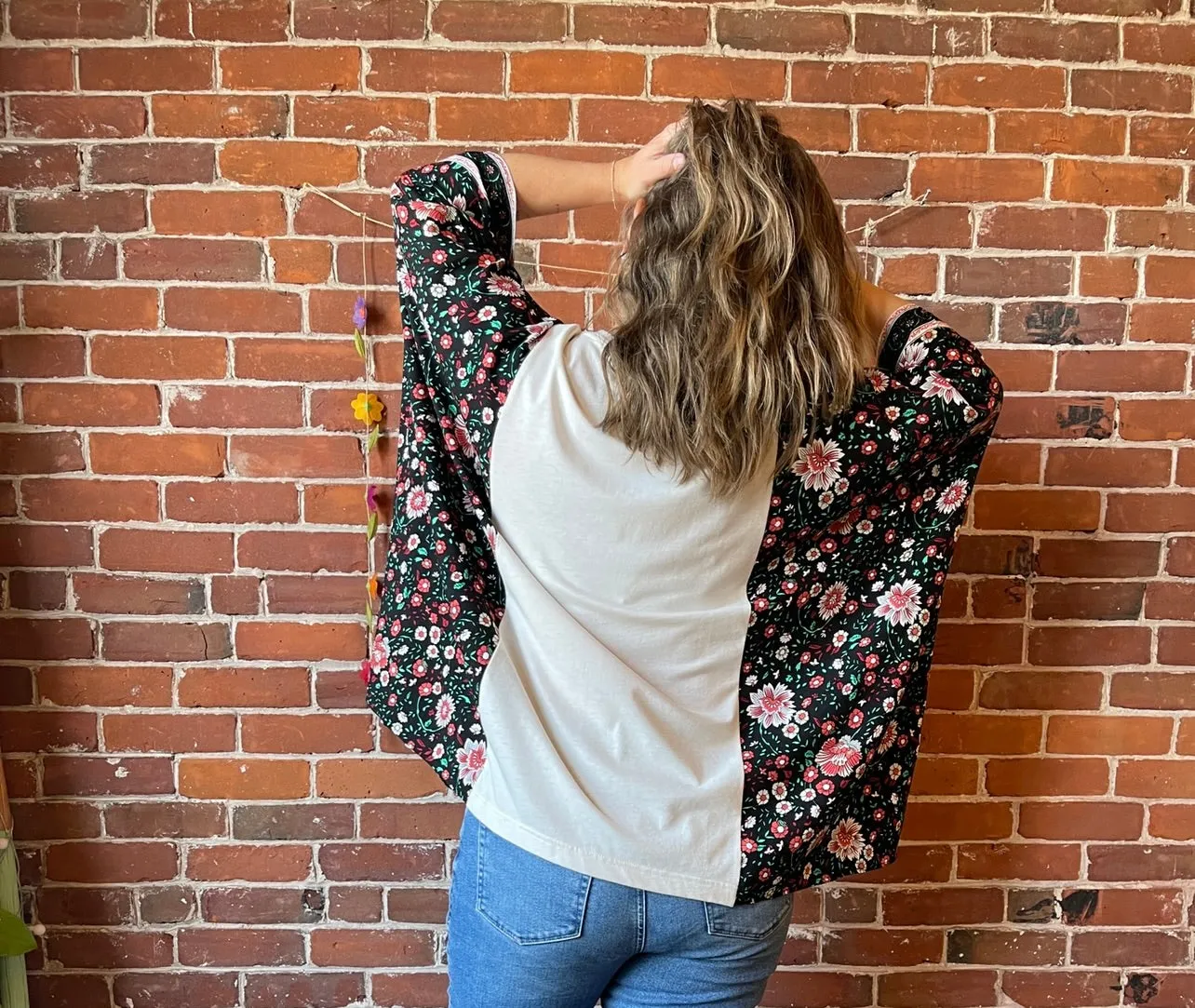 Fleetwood Mac Inspired Floral Black Poncho