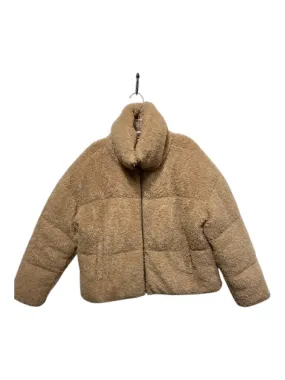 Free People Size XS Tan Poly Shearling Puffer Zip Up Jacket