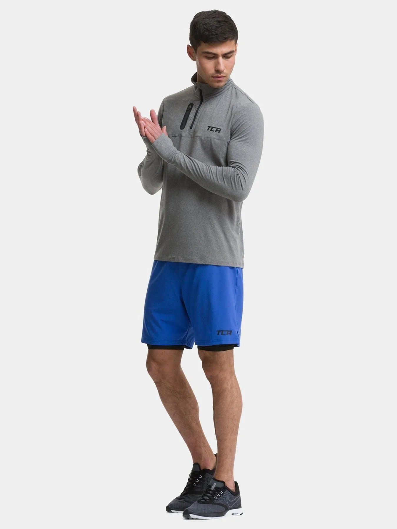 Fusion Half Zip Running Top For Men With Thumbholes & Chest Zip Pocket