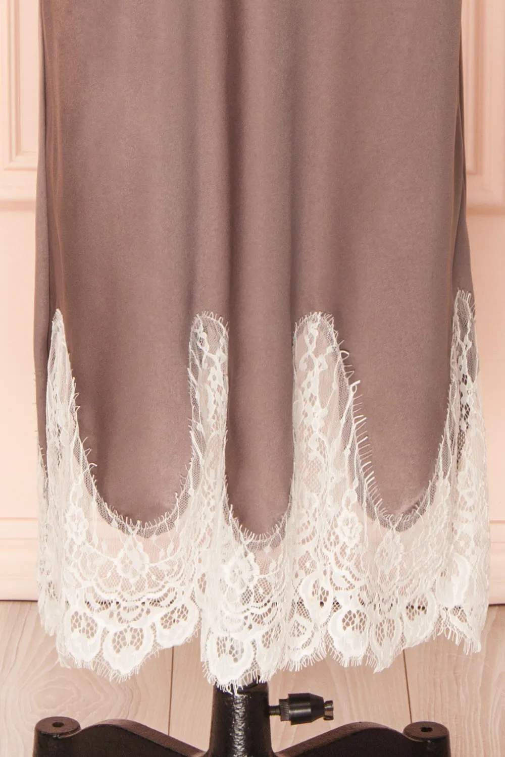 Gamma Mauve | Maxi Satin Skirt w/ Lace