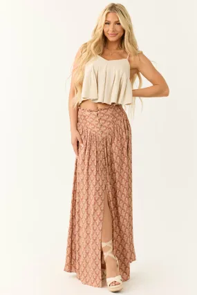 Ginger Abstract Floral Print Maxi Skirt